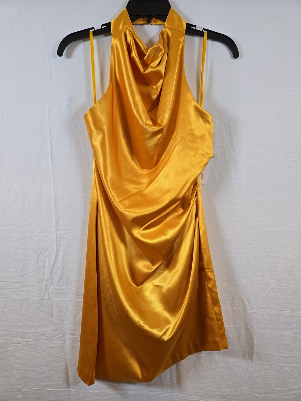 Gianni Bini Gold Satin Cowl Neck Mini Dress